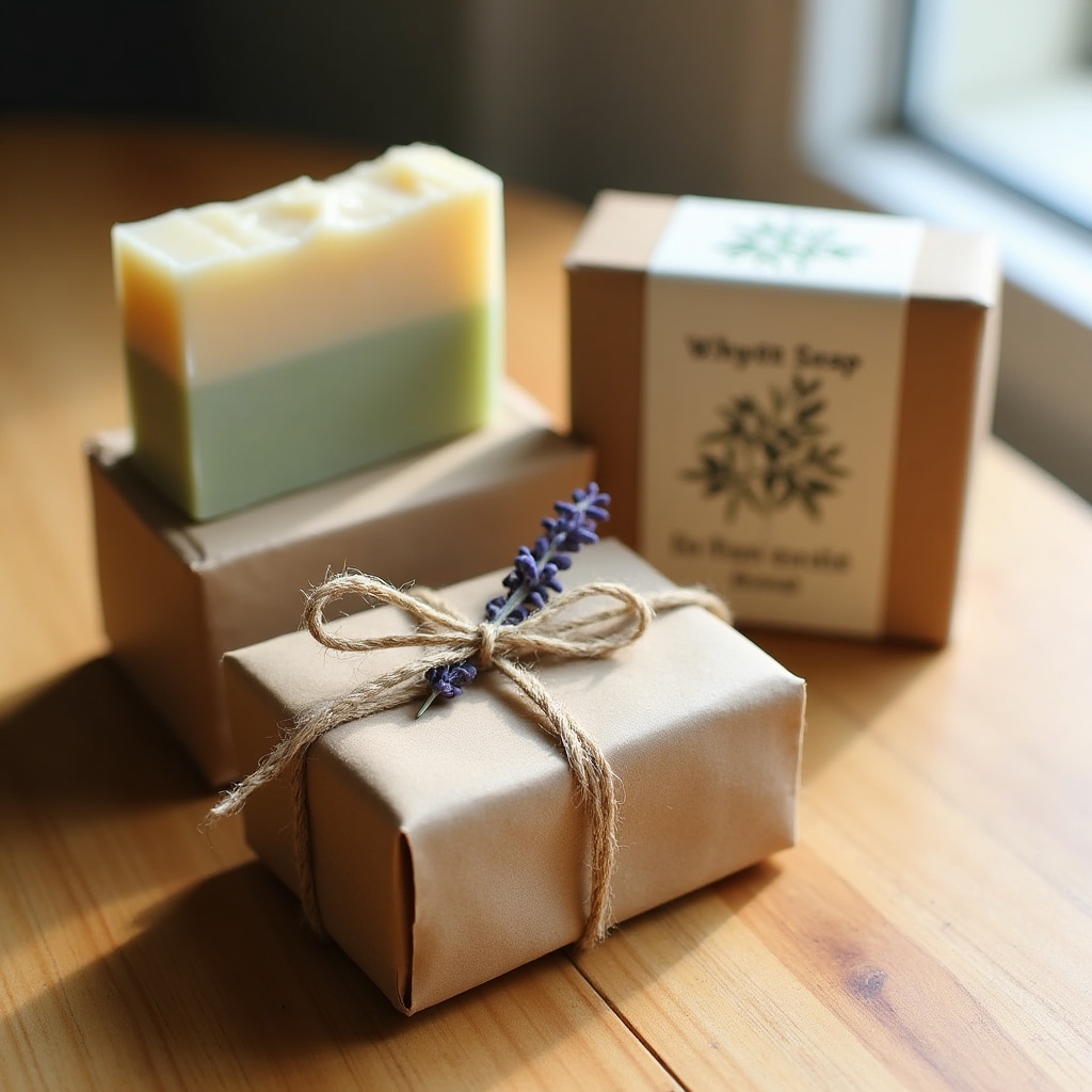 Empaquetado ecológico con papel kraft para jabones artesanales